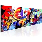 Tableau Abstrait 150x50cm Sur Toile - Peinture Acrylique Style Matisse - Décoration Murale Salon/chambre