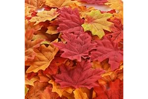 Hotop 300 Pezzi Foglia di Acero Artificiale Autunno Foglie d'Acero Foglie Autunnali Colorate per Arte Scrapbooking Matrimonio Casa Decorazioni Halloween Festa Giorno del Ringraziamento