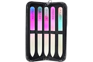 Kovira Nagelfeile aus Glas mit Etui (5 Stück) – doppelseitige Glasfeile – langlebige Maniküre-/Pediküre-Set für natürliche und künstliche Nägel – professionelle Kristallfeile