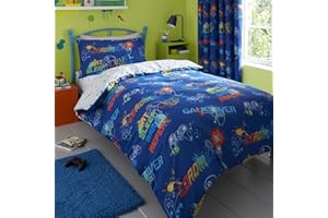 Bedlam - Game Glow - Childrens Glow in the Dark Duvet Cover Set - Single Bed Size in Multi