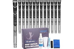 Geoleap Golfgriff-Set, 13 Stück, Griffe mit Bändern und Griffen mit allen Reparatur-Sets zur Auswahl, Hybrid-Golfschlägergriffe, Standard/mittlere Größe, Allwetter-Kontral, hohe Rückmeldung und