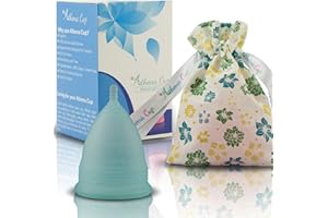 ATHENA CUP Athena Menstrual Cup One-Pack, Period Cups for Regular to Heavy Flow (Size 2 Large) - Soft Reusable Menstruation Cup - BPA Free Feminine Silicone Cup - Easy to Use and Clean Tampon and Pad Alternative (Transparent Blue)