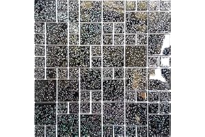 GRAND TAPS 30cm x 30cm Black Glitter Modular Mix Glass Mosaic Tiles Sheet (MT0011)