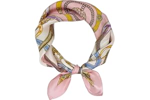 LSHARON SILK 100% Mulberry Silk Scarf Lightweight Neck Scarf - 53x53cm - Digital Printed Small Square Wraps Pure Silk Scarves Natural Silk Neckerchief Headscarf Gift for Women Men