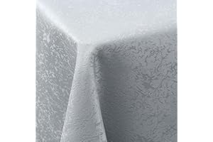 Spotjoy Tischdecke Abwaschbar Rechteckig 100x140cm Polyester Tischwäsche Jacquard Garten Tafeldecke Ornamente Pflegeleicht - Grau