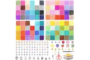 HYHJMISTY 12000pcs 4mm Perline per Braccialetti, 96 Farben Kit Braccialetti con Lettere Perline, occhi malvagi，perline per bigiotteria fai da te, usato per DIY braccialetti, collane, cavigliere, ecc