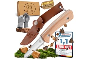 Eli® täljkniv för barn med läderväska från 8 år inklusive handskar | högkvalitativ barnkniv snideri set – barnsnideri – snidverktyg – utomhuskniv – snideri för pojkar flickor