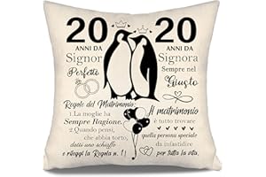 Aosumin 20 ANNI da Signor Perfetto 20 ANNI da Signora Sempre nel Giusto Regalo Anniversario di Matrimonio Copricuscini per Coppie Marito Moglie Colleghi Amici Donne Uomini Buon 20° Anniversario(20-b)