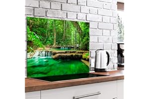 murando Panel de Vidrio para Cocina 80x60 cm Vidriopanel Protector Pantalla Antisalpicaduras Salpicadero con Gráfica Panel Decorativo Motivo Paisaje Cascada - c-B-0495-aq-e