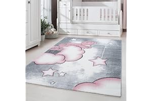 ‎CARPETSALE24 Carpetsale24 Kinderteppich Tiermotiv Bär Rosa 160x230 cm – Teppich für Kinder – Allergikerfreundlich & Verspielt