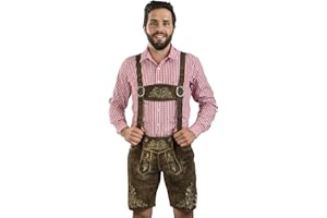 SCHÖNEBERGER TRACHTEN COUTURE Pantalones de otoño de Cuero Trachten de Cuero marrón - Finos Bordados - Pantalones clásicos de Cuero Trachten de Schöneberger Incl. Tirantes