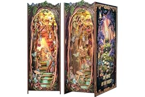 Fsolis Book Nook DIY, casa delle bambole in miniatura con luci a LED, puzzle in legno 3D, regali creativi per ragazzi e ragazze (The Grace of The Forest)