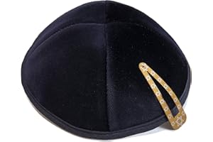 JL KIPPHA'S bleu marine velours 20 cm Kippa Kippa juif Kippa Israël Casquette judaïque W/BARRETTE hommes