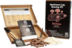 Urban Farm-It Mushroom Growing Kit Logs (Shiitake) | Gardening Gifts for Women, Men & Kids | Voucher to Claim Free Spawn & Begin Growing When Ready | Fun, Educational, Easy to Use & Delicious to Eat