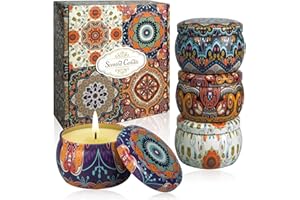 YIWER Świece zapachowe zestaw upominkowy do domu: Świeca do aromaterapii 4 puszki wykonane w 100% z naturalnego wosku sojowego 125 ml na prezenty urodzinowe dla kobiet, ulga stres, Boże Narodzenie