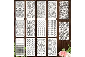 beinkmake 12Pcs Vintage Brocade Floral Stencil PET Painting Templates Flower Inlay Border Stencils for Furniture Reusable DIY Craft for Wall Wood Fabric Canvas Paper Home Decor 3.94 x 7.87 inch