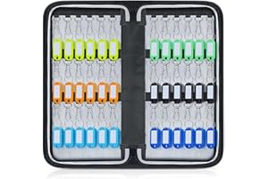 Mejasg 36 Haken Feuerfeste Schlüsseltasche, Tragbare Feuerfeste wasserdichte Tasche mit Reißverschluss und 10 Farben Schlüsselanhänger für Auto, Hotel, Büro, Haus, Garage, Vermietung