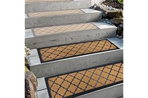 Aucuda 2er Set Stufenmatte Außen aus Gummi, 76 x 22 cm Wetterfeste & rutschfeste Treppenstufen Matten, Anti-Rutsch Wärmedämmung Gummimatten für Outdoor, Herbst Antirutschmatten Gelbe Treppenmatte.