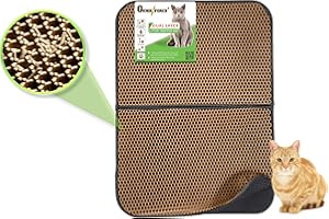 Genieforce® TC8 Katzenmatte Katzenklo Matte, Katzenstreumatte, faltbar, Waben Doppelschicht Design, Wasserdicht, urinsichere Auffangmatte für Katzentoiletten. [75 x 55,5cm] (Braun)
