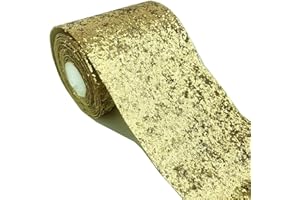 WDragon Glitter Wallpaper Border Peel and Stick Sparkle Glitter Wall Border Ceiling Decorative Border for Home Room Wall,Black Silver Gold (Gold)