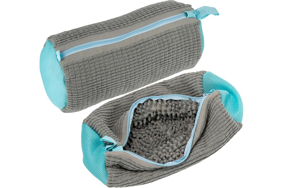 NESTIP Schuhwaschbeutel Waschmaschine 2 Stück 39x19cm Grau Anti-Verformung Sneaker Wäschenetz mit 360° Reinigungsflusen Wiede