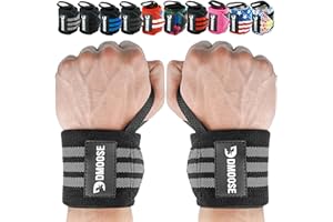 DMoose Fitness Wrist Wraps for Weightlifting 18"- Heavy Duty Gym Wrap with Hand Thumb Loop for Support & Pain Relief, USPA Approved Powerlifting, Weight Lifting Wrist Straps for Men & Women Work Out