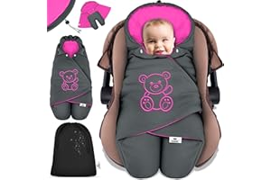KIDIZ® Manta de invierno con capucha + manta de bebé universal para el asiento del bebe, el asiento del coche, para Maxi-Cosi, Römer Cochecitos de bebé y todos los sistemas de cinturón de 3 y 5 puntos