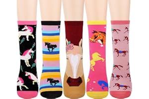 Jeasona Socken Kinder 27-38 Baumwolle Mädchen Geschenk 4-12 Jahre Süße Tiermuster Multipack