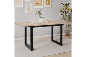 ‎MERAX Merax Esstisch, Ausziehbar Esszimmertisch mit Tischbeine aus Metall, Rechteckiger Küchentisch für Wohnzimmer und Esszimmer, Holzfarbe