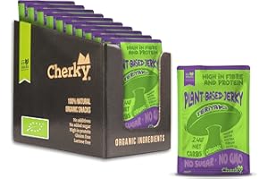 ‎CHERKY Cherky ECO Plantbased Jerky Terijaky, 10 x 30g – veganes BIO Jerky auf Shiitake Basis, Textur wie Beef Jerky, eiweißreich, ballaststoffreich, nur 2g Netto-Kohlenhydrate, ketofriendly, BIO zertifiziert