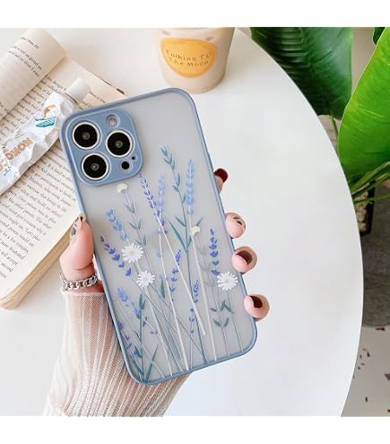 DEFBSC Handyhülle Für IPhone 15 Pro Max – Transparent Mit Blumen-Muster, Lila