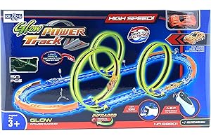 RB&G Track Set High Speed Rennbahn Autorennbahn mit Leuchtspur Looping Inkl. Fahrzeug mit Controller