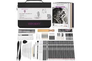 HIFORNY 100 PCS Drawing Set Sketching Kit,Sketch Pencils Art Supplies with Graphite,Charcoal,Blending Tools & Accessories,Portable Zippered Travel Case for Artists & Beginners