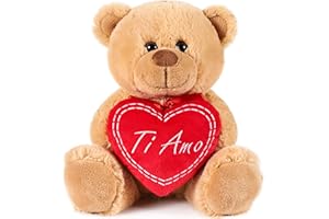 Brubaker Orsacchiotto Orso di Peluche con Scritta Ti Amo su Un Cuore di Peluche - 25 cm di Altezza