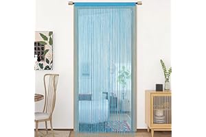 HSYLYM String Door Cortina Decoraciones para Ventanas Divisor de Habitaciones Decoraciones para Habitaciones Cortina Individual para Ventana W90xL200cm Sea Teal