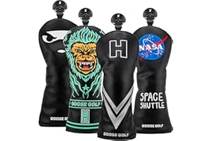 GOOSE GOLF Copri mazze da golf per Driver Legni e Ibridi – Compatibili con tutte le marche Chiusura elastica – Coperture premium – Cappucci con interno morbido e rotella di identificazione – Proteggono le mazze