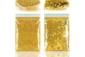DEEPTON 100g Glitzer Basteln Gold, Pulver zum Basteln, Glitzerpulver für Makeup, Nägel, Gesicht, Handwerk, Nagelkunst, Kartenbasteln