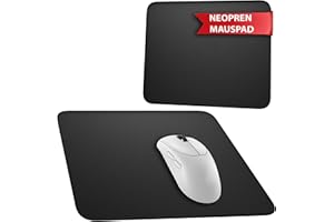 Wortek Podkładka pod mysz, mała, 24 x 20 cm, czarna podkładka na biurko, szyte krawędzie, podkładka pod mysz, antypoślizgowy gumowy spód, neoprenowa podkładka pod mysz do gier