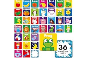 Hebayy Memory Matching Game, 72 PCS First Words Matching Cards for Toddlers 36 Pairs Memory Cards Educational Toys for Preschool 4 5 6 Years Old