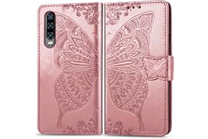 FEYYXI Handyhülle für Huawei P30 Hülle Leder Schutzhülle Brieftasche mit Kartenfach Stoßfest Handyhülle Case für Huawei P30 - FESD20719 Rosa Gold