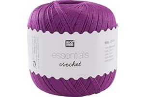 Rico Design ESSENTIALS CROCHET PURPLE, 100% Cotton, 7.5 x 7.5 x 8 cm
