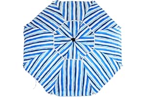 CREVICOSTA QUALITY MARK MARCAS DE CALIDAD Sombrilla Playa Modelo 200cm con Espiral y Poste de Recorrido Total. 8 Varillas Protección Total contra los Rayos UV