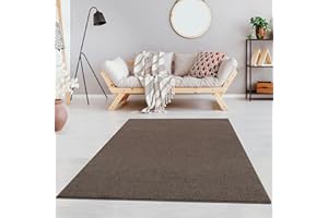 JIMRI Fashion4Home - Tappeto a pelo corto in tinta unita per salotto, cameretta dei bambini, camera da letto, studio, ufficio, corridoio e cucina, colore: marrone/grigio talpa, dimensioni: 140 x 200 cm