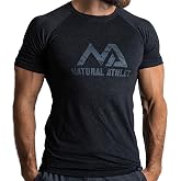 Natural Athlet Mens Fitness T-Shirt Slim Fit Long Quick Dry Short Sleeve Gym Workout Bodybuilding Strength Training