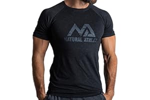 Natural Athlet Camiseta de fitness para hombre, ajustada y larga, de secado rápido, de manga corta, para gimnasio, gimnasio, entrenamiento, culturismo y entrenamiento de fuerza