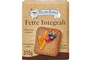 Mulino Bianco Fette Biscottate Integrali, Spesse, Croccanti e Friabili, Senza Olio di Palma, Colazione Ricca di Fibre e Gusto, 315 g
