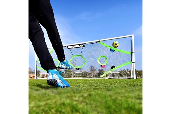 QuickPlay Pro Filets cibles de Football avec 7 Zones de tir – Entraînement aux frappes et tirs au But | Disponible en 4 Tailles | Équipement d'entraînement Portable | Cadre de But Non Inclus.
