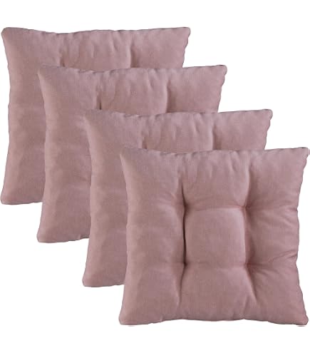 Morbuy Samt Sitzkissen 2er-Set – 40x40 Cm, 7 Cm Dick, Mit Bändern, Für Stühle Drinnen & Draußen (Rosa)