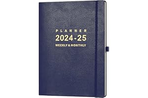 INDEME Academic Diary 2024-2025 - A4 Diary 2024-2025 Week to View from Jul. 2024 to Jun. 2025, 2024-2025 Diary with Soft Blue Leather Cover, 21.7 x 28.3 x 1.5 cm