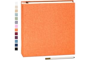 Yopih Adhesive Photo Album Linen Cover Scrapbook 33 x 32 cm DIY Oversized Preservation Baby Growth Wedding Travel